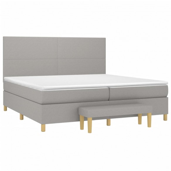 Sommier à lattes de lit avec matelas Gris clair 200x200cm Tissu