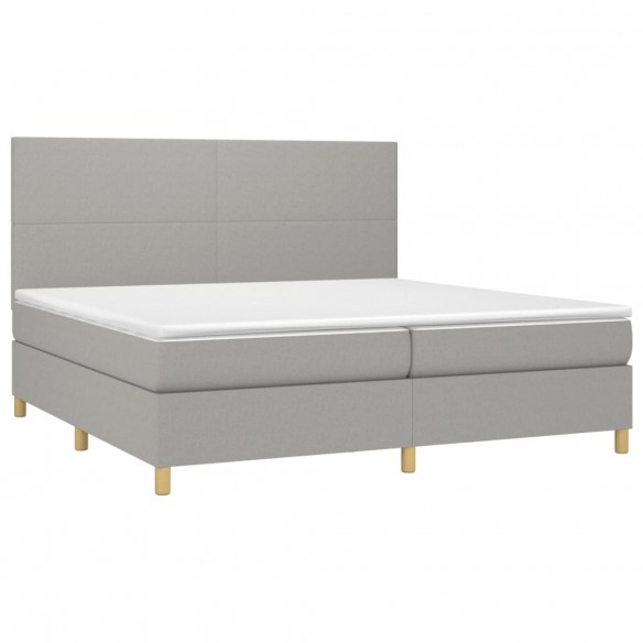 Sommier à lattes de lit et matelas et LED Gris clair 200x200 cm