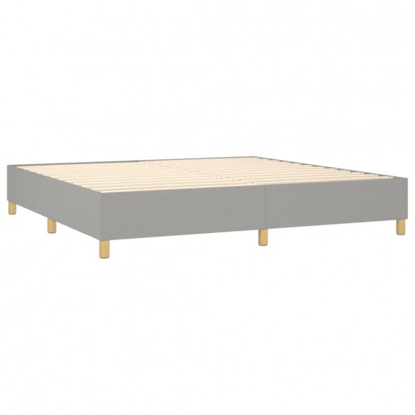 Sommier à lattes de lit et matelas et LED Gris clair 200x200 cm