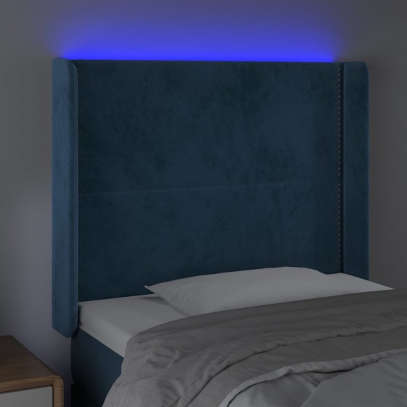 Tête de lit à LED Bleu foncé 103x16x118/128 cm Velours