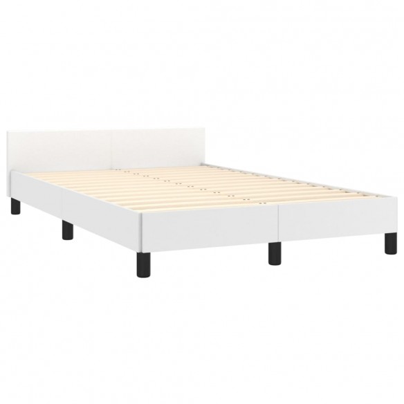 Cadre de lit avec tête de lit Blanc 120x200 cm Similicuir