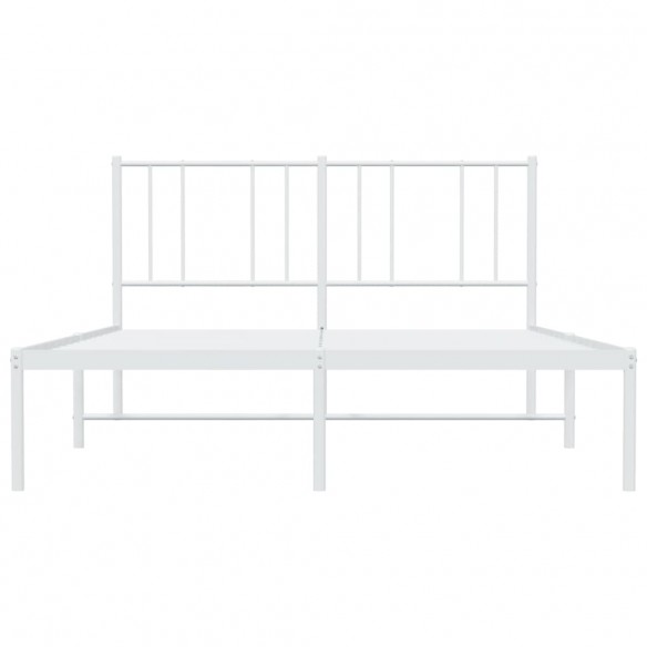 Cadre de lit métal avec tête de lit blanc 135x190 cm