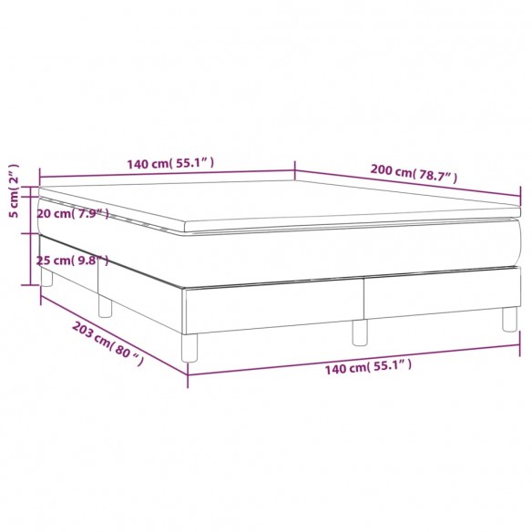 Cadre de lit avec matelas Marron foncé 140x200 cm