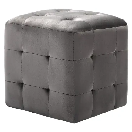 2 pcs Poufs Gris 30 x 30 x 30 cm Tissu velours 2
