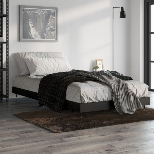 Cadre de lit noir 100x200 cm bois d'ingénierie