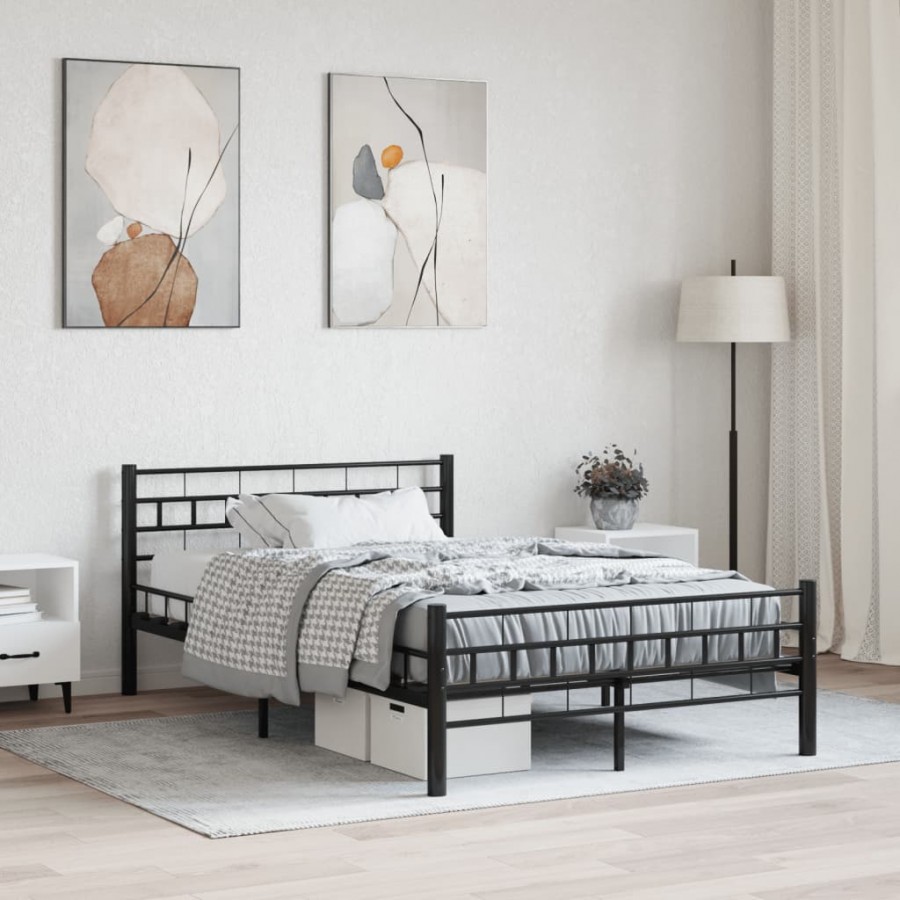 Cadre de lit Noir Acier 120 x 200 cm