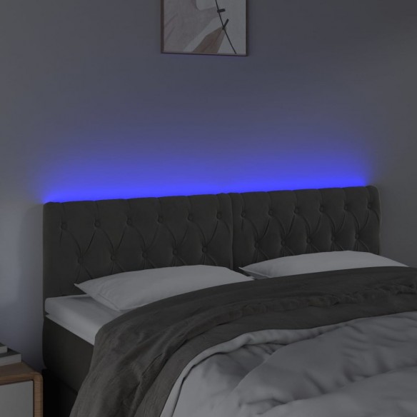 Tête de lit à LED Gris foncé 160x7x78/88 cm Velours