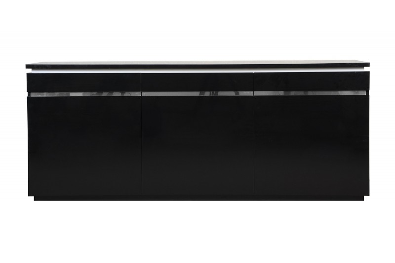 Bahut design LED 3 portes peint noir laqué