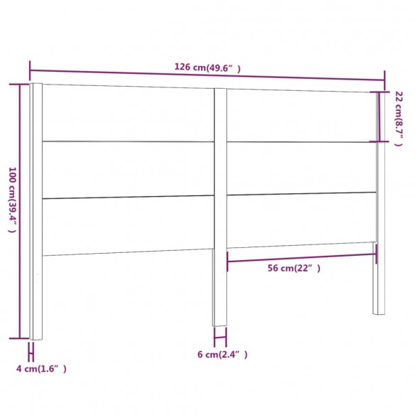 Tête de lit 126x4x100 cm Bois massif de pin