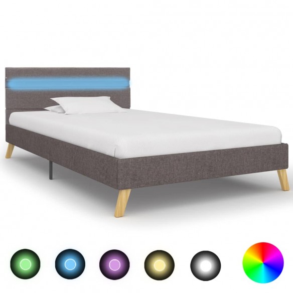 Cadre de lit avec LED Gris clair Tissu 100x200 cm