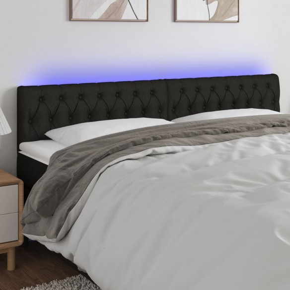Tête de lit à LED Noir 200x7x78/88 cm Tissu