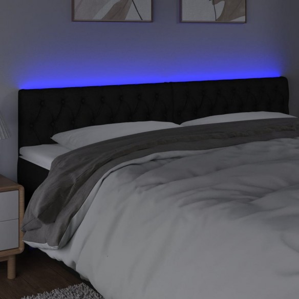 Tête de lit à LED Noir 200x7x78/88 cm Tissu