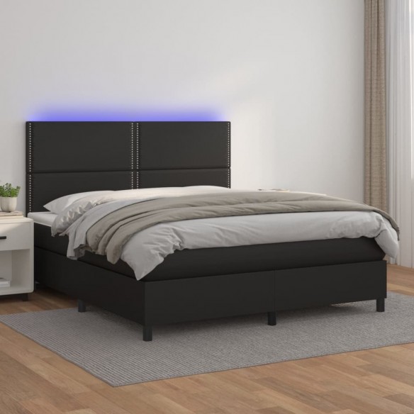 Sommier à lattes de lit avec matelas et LED Noir 160x200 cm