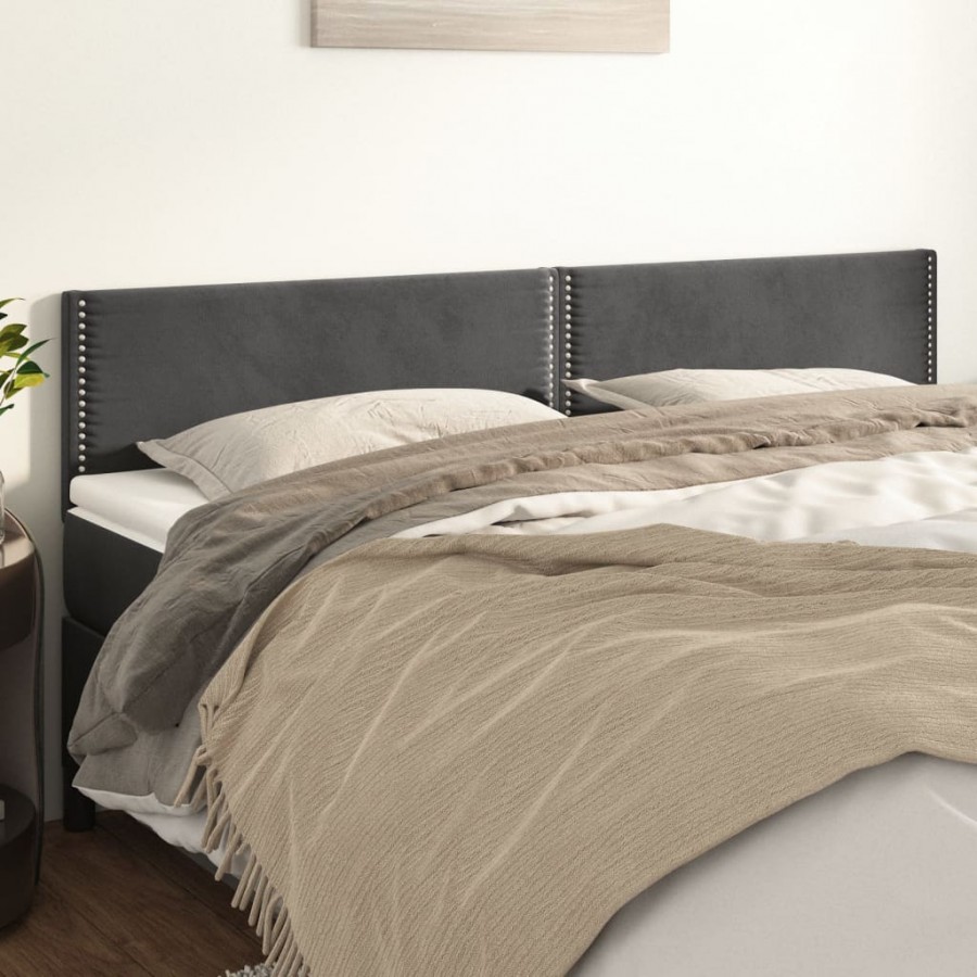 Têtes de lit 2 pcs Gris foncé 100x5x78/88 cm Velours