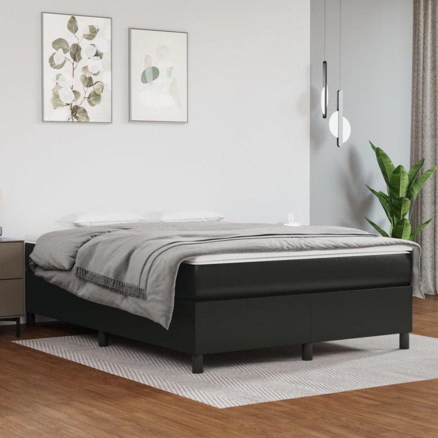 Cadre de lit avec matelas Noir 140x190 cm Similicuir