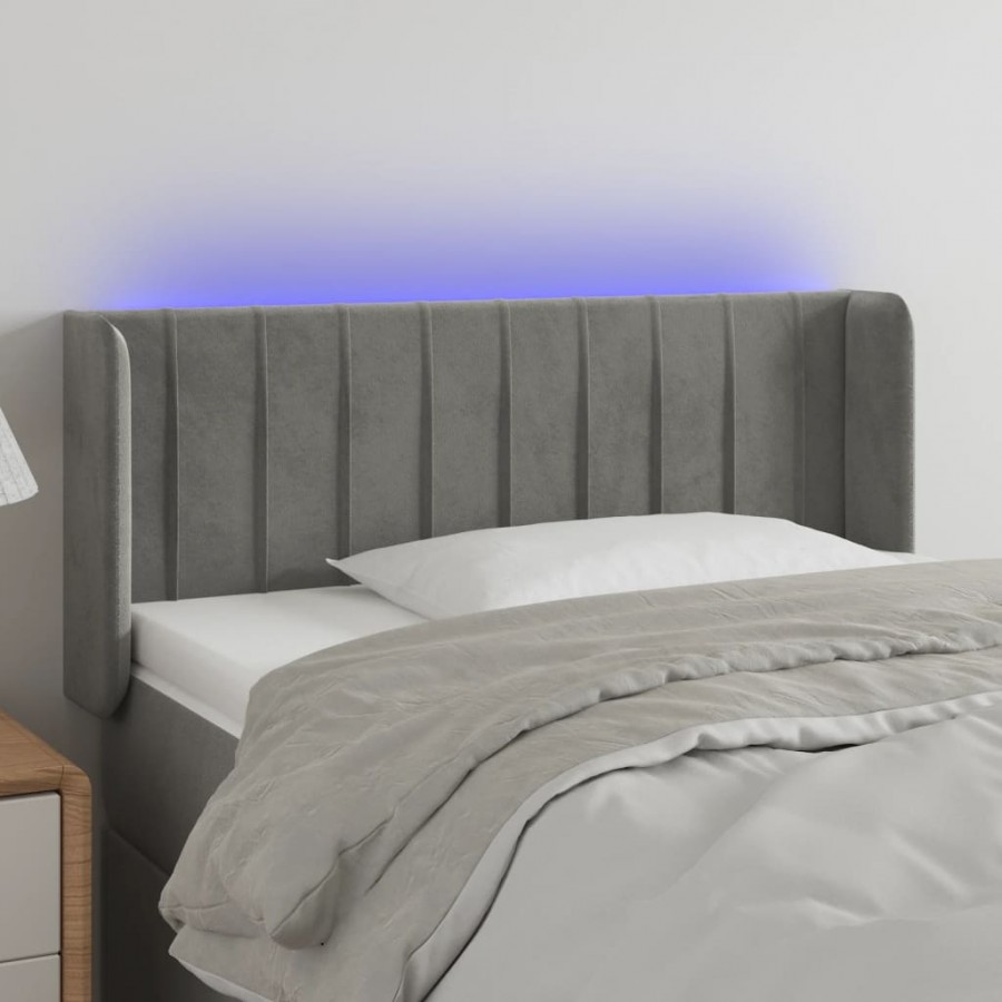 Tête de lit à LED Gris clair 103x16x78/88 cm Velours