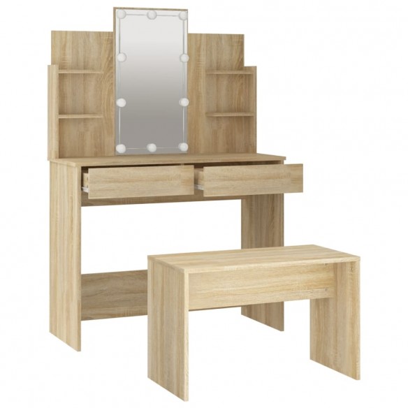 Ensemble de coiffeuse avec LED Chêne sonoma Bois d'ingénierie