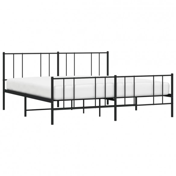 Cadre de lit métal avec tête de lit/pied de lit noir 180x200 cm