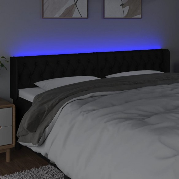 Tête de lit à LED Noir 203x16x78/88 cm Tissu