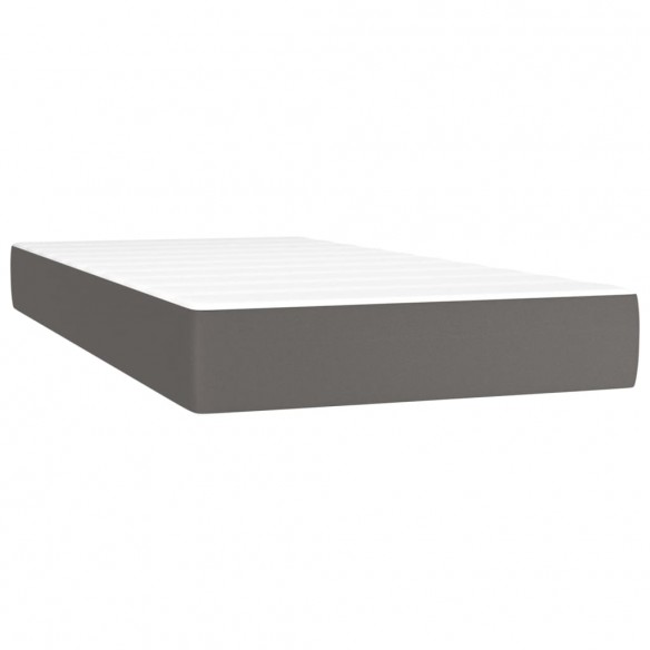 Sommier à lattes de lit matelas LED Gris 90x190 cm Similicuir