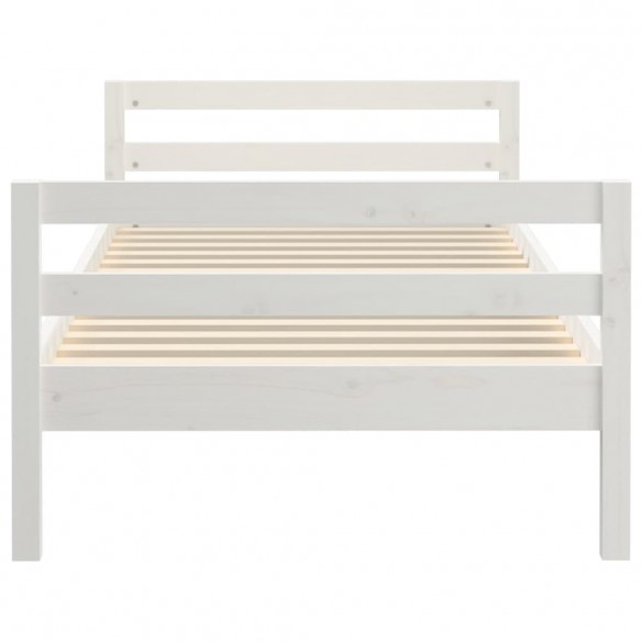 Cadre de lit Blanc 75x190 cm Bois de pin massif