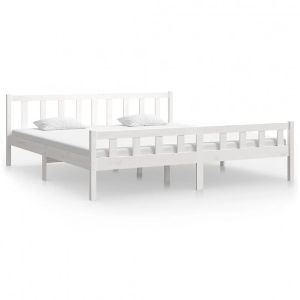 Cadre de lit blanc bois massif 160x200 cm