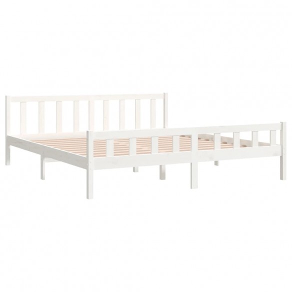 Cadre de lit blanc bois massif 160x200 cm