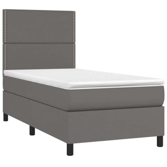 Cadre de lit avec matelas et LED Gris 80x200 cm