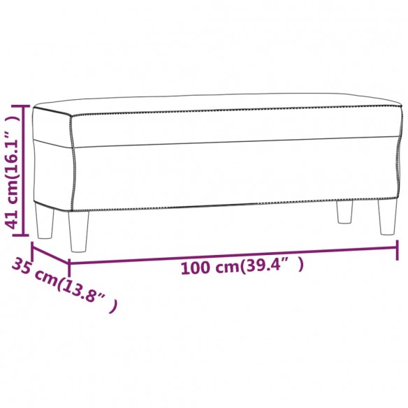 Banc Crème 100x35x41 cm Velours