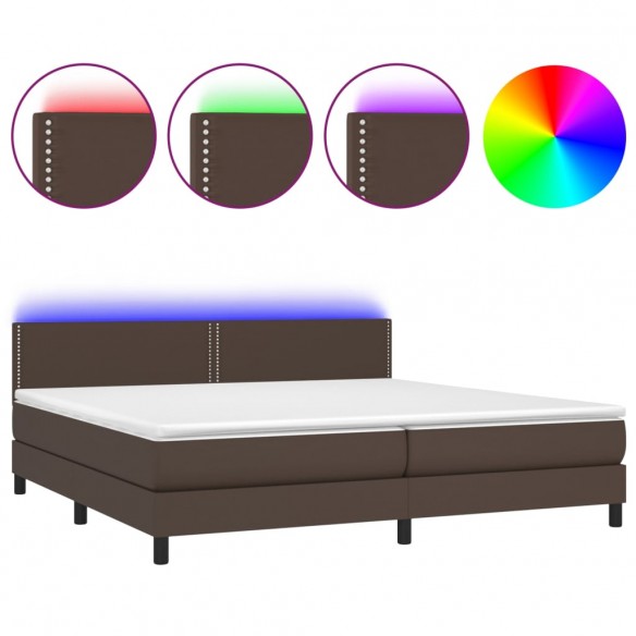 Cadre de lit avec matelas et LED Marron 200x200cm