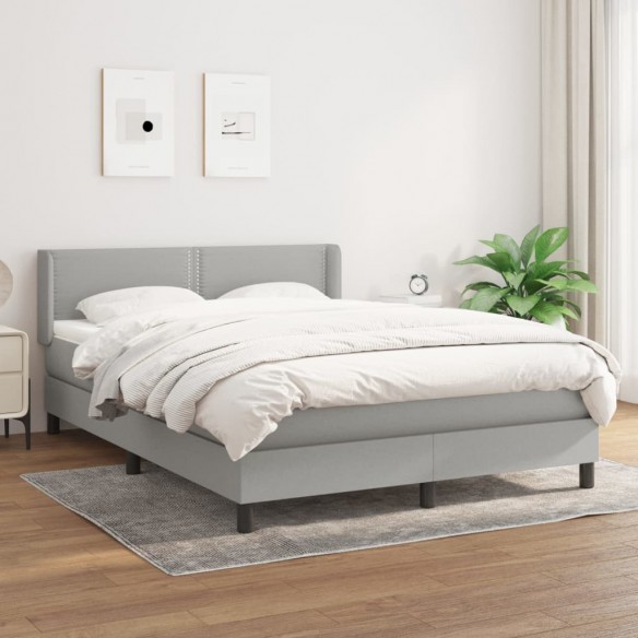 Cadre de lit avec matelas Gris clair 140x200cm Tissu