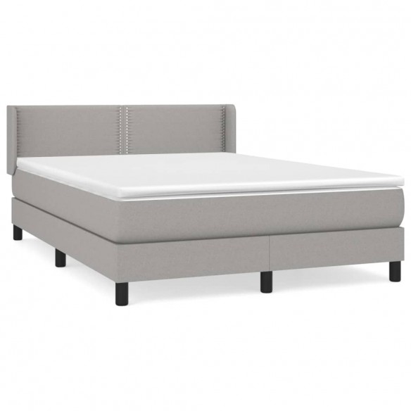 Cadre de lit avec matelas Gris clair 140x200cm Tissu