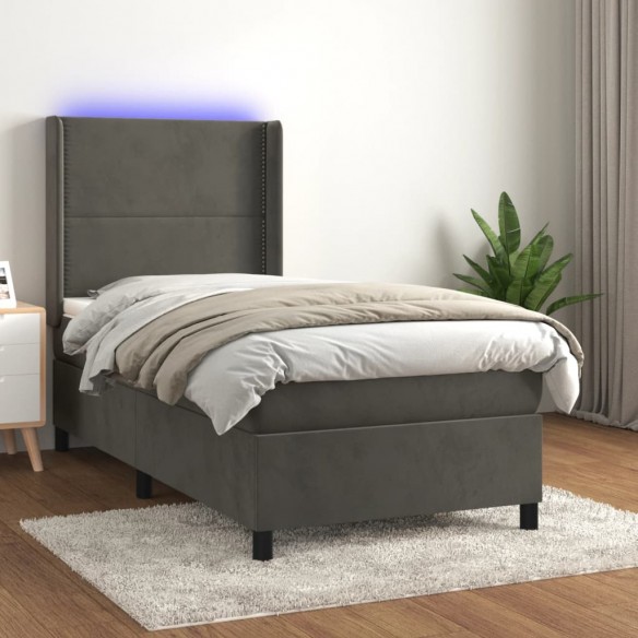 Cadre de lit matelas LED Gris foncé 80x200cm Velours