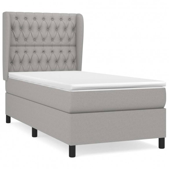 Sommier à lattes de lit avec matelas Gris clair 90x200 cm Tissu