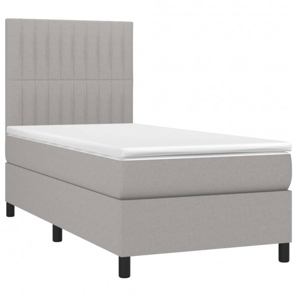 Sommier à lattes de lit avec matelas et LED Gris clair 90x200cm