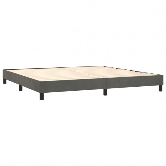 Sommier à lattes de lit avec matelas LED Gris foncé 200x200 cm