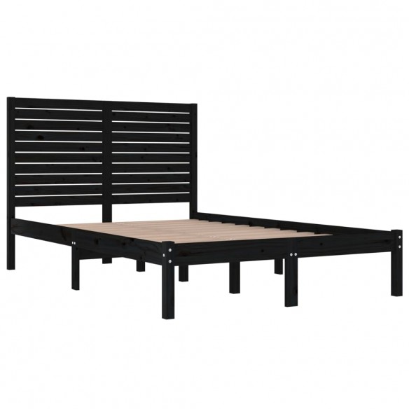 Cadre de lit Noir Bois massif 140x190 cm