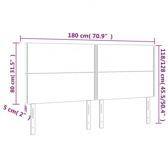 Têtes de lit 4 pcs Crème 90x5x78/88 cm Tissu