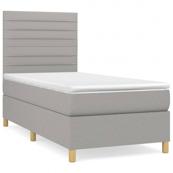 Cadre de lit avec matelas Gris clair 100x200cm Tissu