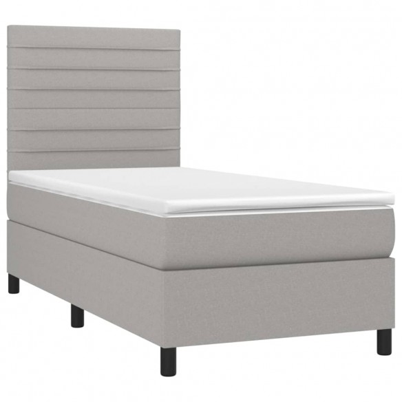 Cadre de lit et matelas et LED Gris clair 100x200 cm