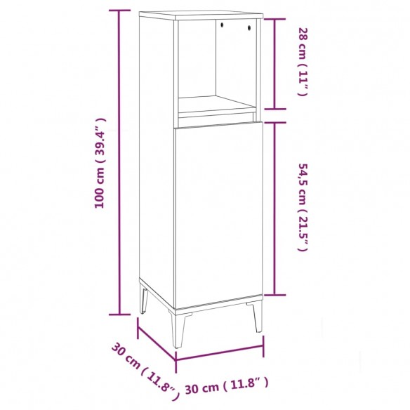 Armoire de bain chêne marron 30x30x100 cm bois d'ingénierie