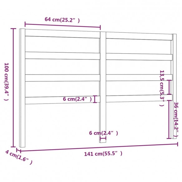 Tête de lit 141x4x100 cm Bois massif de pin