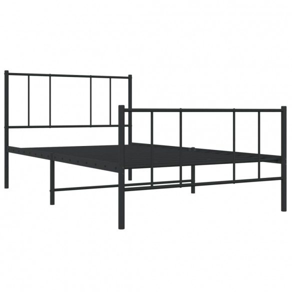 Cadre de lit métal avec tête de lit/pied de lit noir 100x200 cm