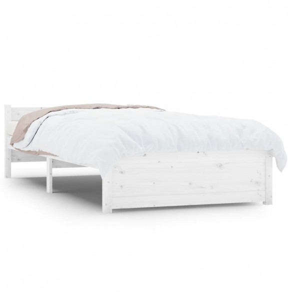 Cadre de lit blanc bois massif 90x190 cm simple