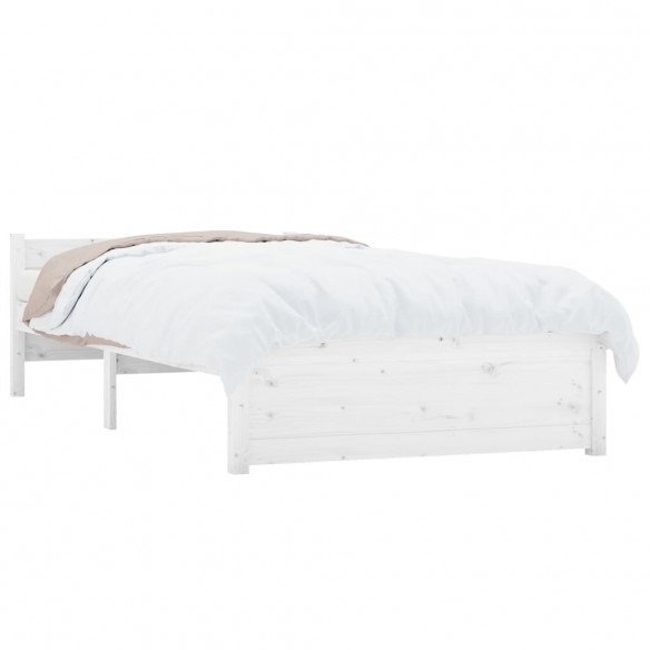 Cadre de lit blanc bois massif 90x190 cm simple