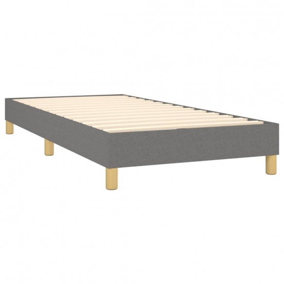 Cadre de lit avec matelas Gris foncé 90x200 cm Tissu