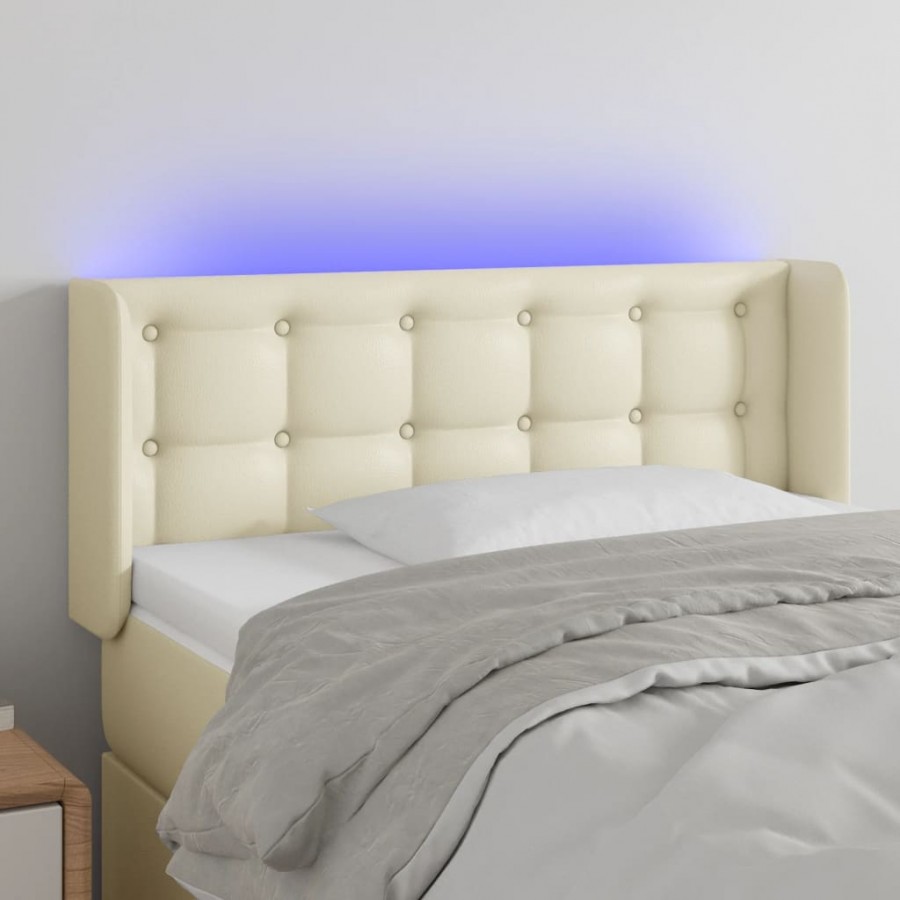 Tête de lit à LED Crème 103x16x78/88 cm Similicuir