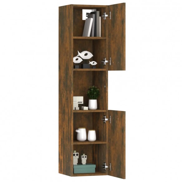 Armoire de bain Chêne fumé 30x30x130 cm Bois d'ingénierie