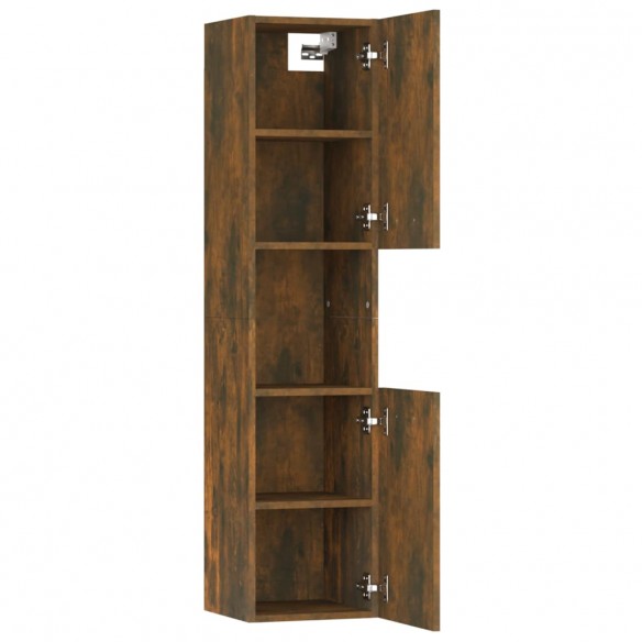 Armoire de bain Chêne fumé 30x30x130 cm Bois d'ingénierie