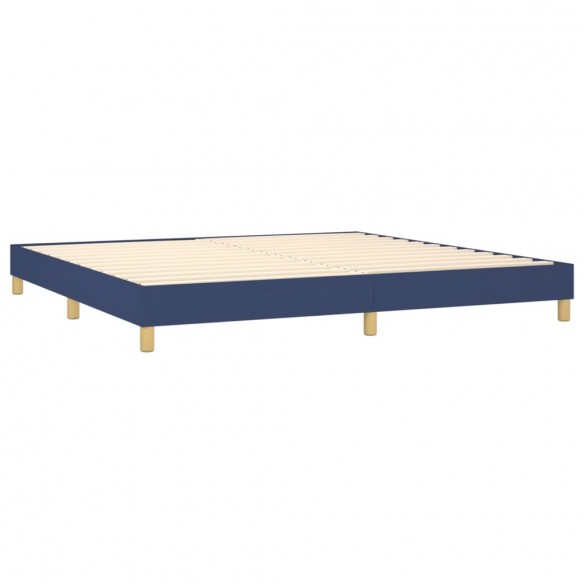 Cadre de lit et matelas et LED Bleu 200x200 cm Tissu